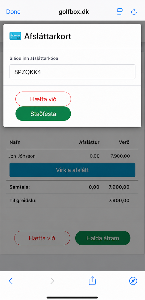 Mitt Golf rástímabókun afsláttarkort