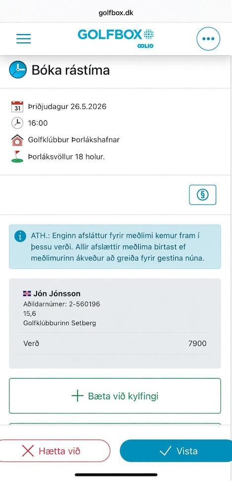 Mitt Golf rástímabókun