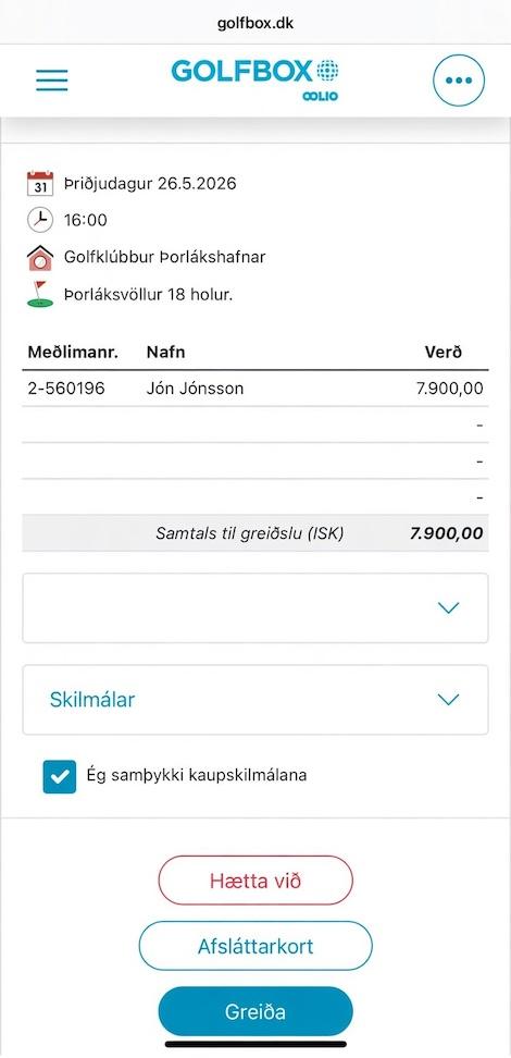 Mitt Golf rástímabókun