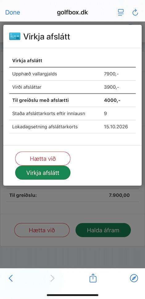 Mitt Golf rástímabókun afsláttarkort
